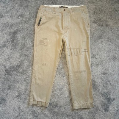 Polo Ralph Lauren Chino Pants Mens 34x30 (Fit 34x26) Tan Relaxed Fit Patchwork