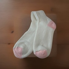 Women's VTG Socks Baby Pink White 1980s Acrylic Blend Quarter 9-11 90's USA