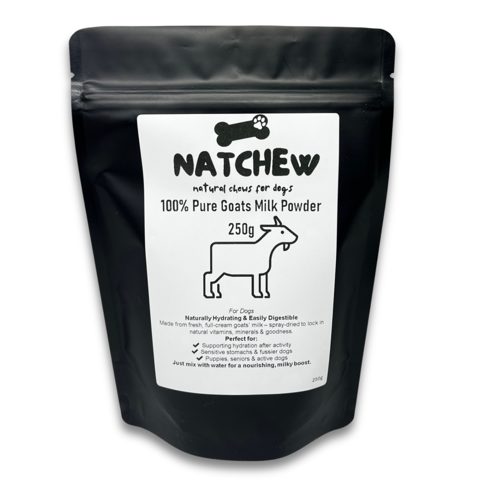 Pure Goat Milk Powder for Dogs 250 g – NatChew Natural Dog Supplement