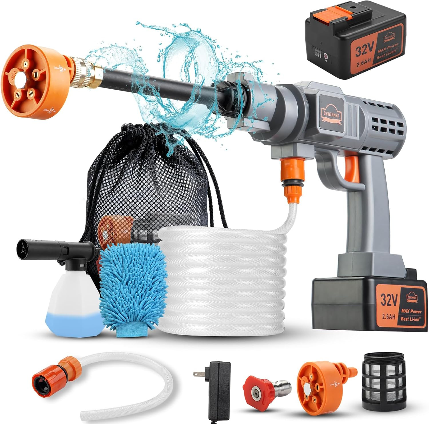 Pulitore Alta Pressione Elettrico 700 PSI Cordless per Auto e Moto