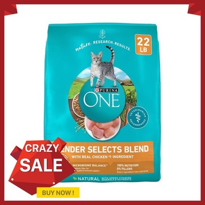 Purina ONE Tender Select Blends Dry Cat Food, Chicken, 22 lb Bag