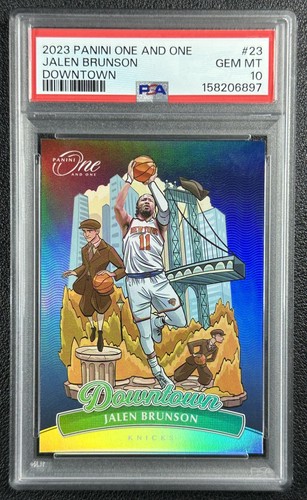 JALEN BRUNSON PSA 10 2023-24 PANINI ONE & ONE BASKETBALL #23 DOWNTOWN KNICKS SP