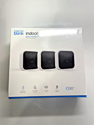 Blink Indoor Security Cameras 3 Camera System Battery HD Motion Alexa - WHITE