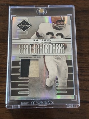 2008 Leaf Limited Jim Brown Authentic Game Worn 2 Color Prime Jersey 29/50
