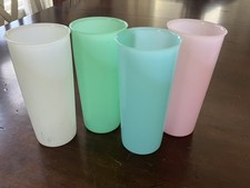 Vintage Tupperware Pastel 12oz Cups Set Of 4 115 Tall  Skinny Pink Green Blue