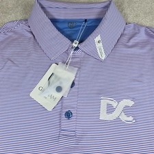 Graham Drift Polo Shirt Mens XL Purple Pale Pink Striped Golf Performance NWT