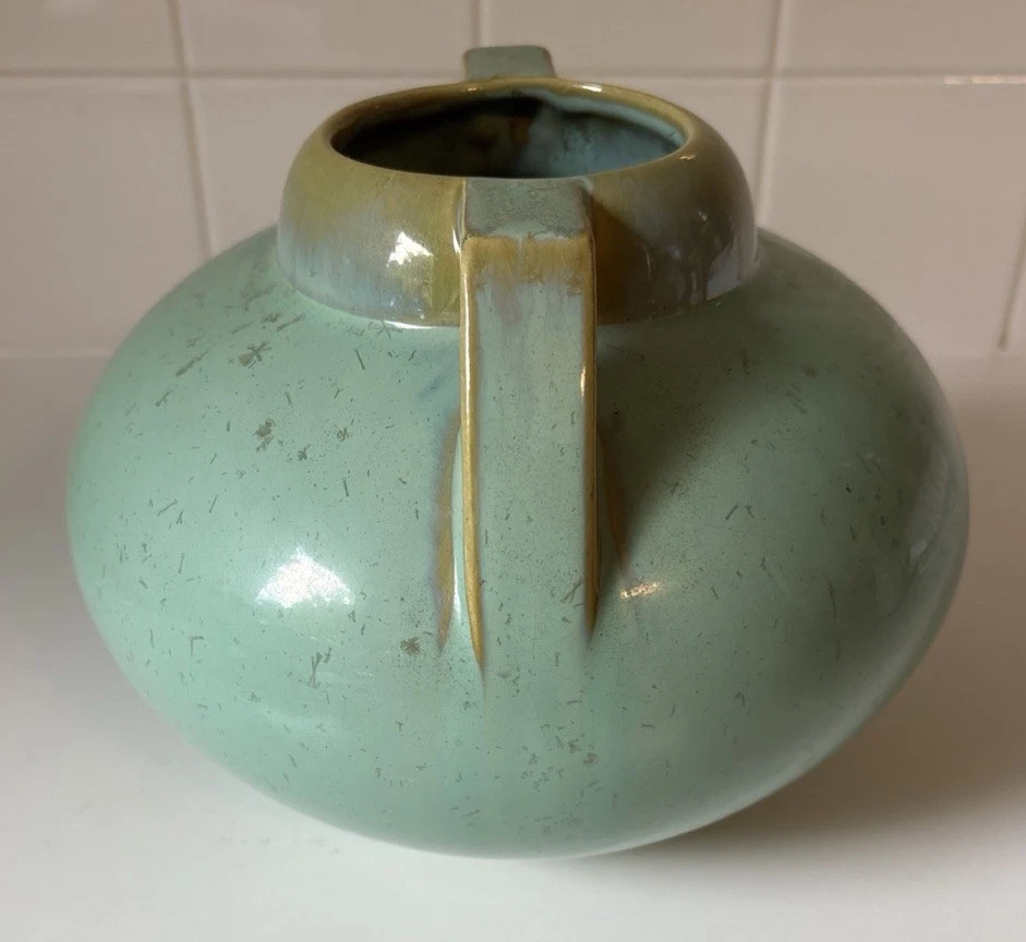 Fulper Pottery Glazed Two Handled Vase Jade Green Antique 1900-1917 - Image 2 of 4