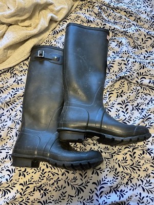 Hunter WFT1000RMA-OVL Original Tall Matte Rain Boots US 8 - dark Leaf green