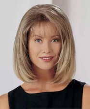 Straight Bob Medium Ash Mix Blonde 12 Inches Synthetic Hair Wig With Bangs Women