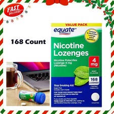 Equate Nicotine Polacrilex Lozenges, 4 mg, Mint Flavor, Nicorette Lozenge 168 Ct