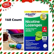 Equate Nicotine Polacrilex Lozenges, 4 mg, Mint Flavor, Nicorette Lozenge 168 Ct