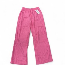 Athleta Retreat Linen Wide Leg Pants Pink Drawstring Womens Medium Tall MT NWT