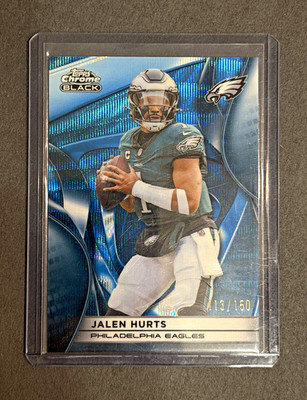 Jalen Hurts | 2023 Topps Chrome Black | Blue Refractor | Eagles | #81 | 113/150