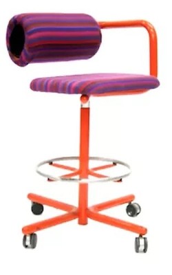 ALEXANDER GIRARD FABRIC PURPLE STRIPE WILKES DRAFTING STOOL HERMAN MILLER CHAIR!