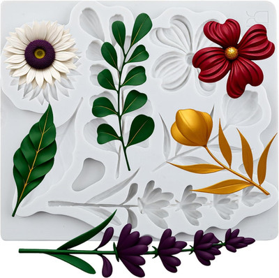 Flower Leaf Silicone Resin Mold Flower Polymer Clay Molds for DIY Crafts Epoxy R