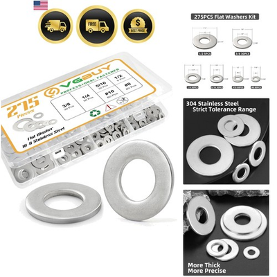 #ad 275PCS Washers Assortment Kit Thickened 304 Stainless Steel Flat Washers for... $15.19