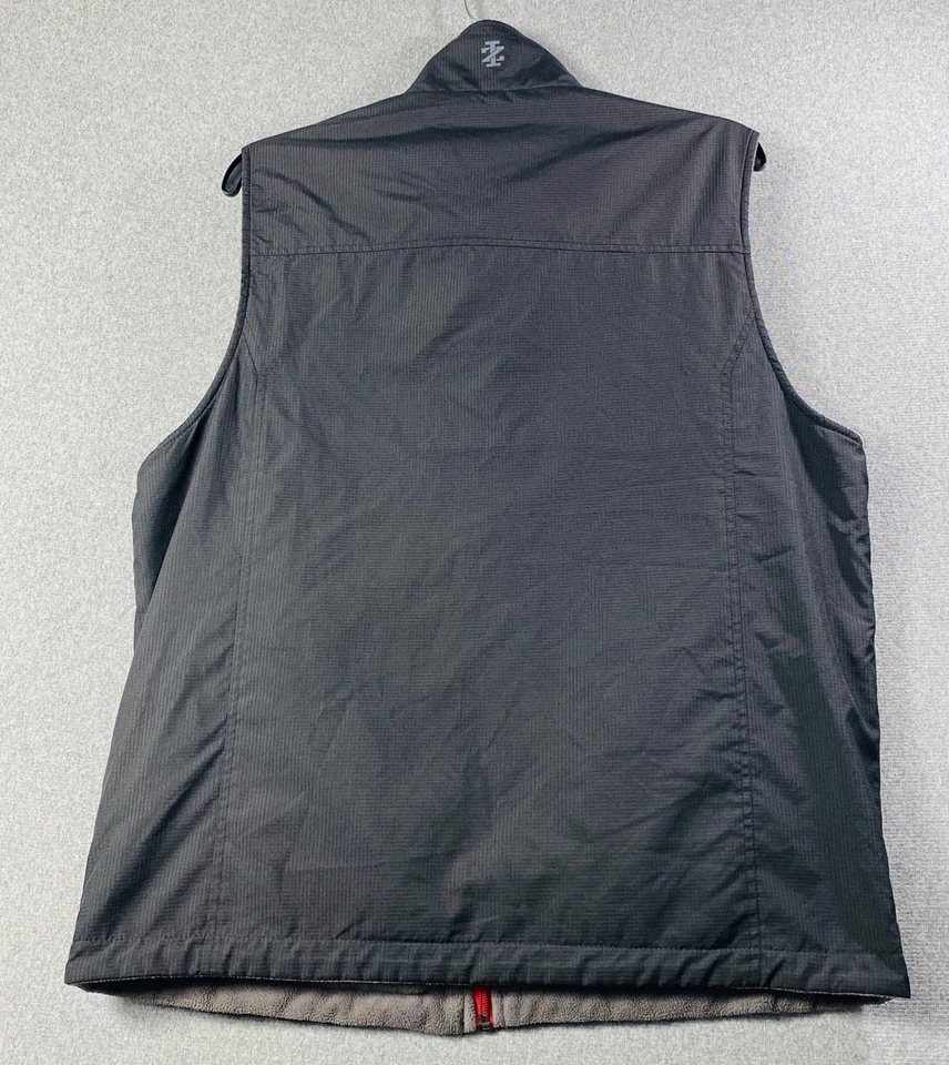 Izod Reversible Black/Gray Vest Mens Med Full Zip Pockets Outdoors - Image 3 of 4