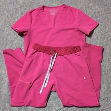 Figs NEW Scrub Set Women's - Casma Top M, Rare Yola Pants M/P - Shocking Pink