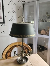 1972 Chapman Brass Bouillotte Lamp With  3 Swan Candle Holders FRENCH STYLE