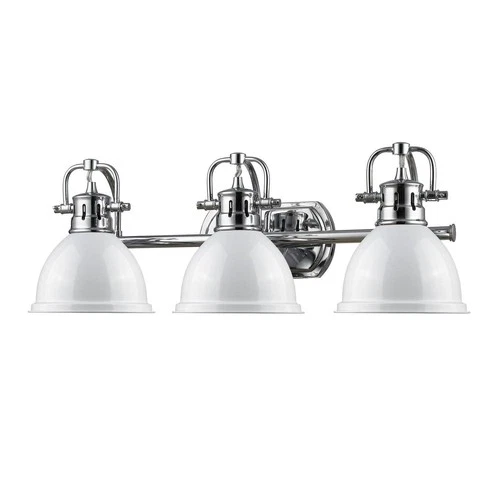 Duncan 24 1/2"W Chrome 3-Light Bath Light with White Shades - Picture 2 of 4