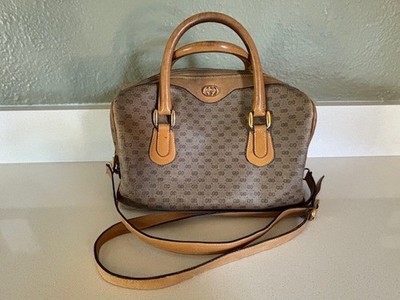GUCCI　2way　ボストンバッグ　ゴールド金具　レザー　ブラウン　大容量 VINTAGE GUCCI GG 2Way Boston Bag Brown Leather Logo Gold Hardware