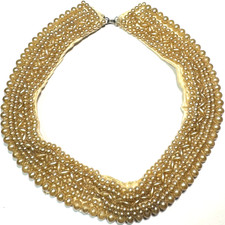 Vintage Jewelry Faux Pearl Collar Strand Bib Necklace Signed JAPAN 1