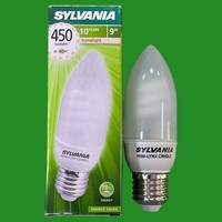 1X 9W (=40W) Sylvania Cfl Kerze GlüHbirne Energiesparend Energieersparnis Es E27