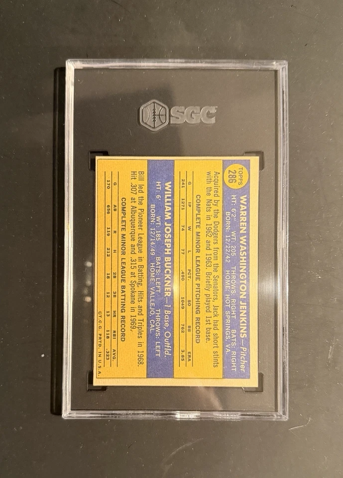 Tarjeta de béisbol 1970 Topps Star Bill Buckner novato graduada - #286 (RC) Foto 2 de 2