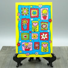 Vintage 90s American Greetings Flower Power Sticker Sheet Retro Happy Face Heart