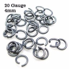 Oxidized Solid Sterling Silver Open Jump Rings 20 gauge 4mm 20pcs 925 Italy