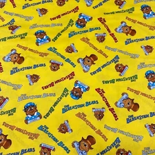1/2 Yard Berenstains Bears Welcome to Bear Country Yellow Fabric OOP Moda 55503