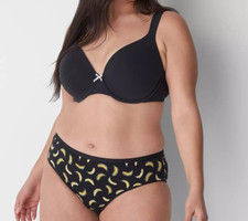 Lane Bryant CACIQUE Cotton Hipster Panty BLACK BANANA PLUS Size 26/28 NWT