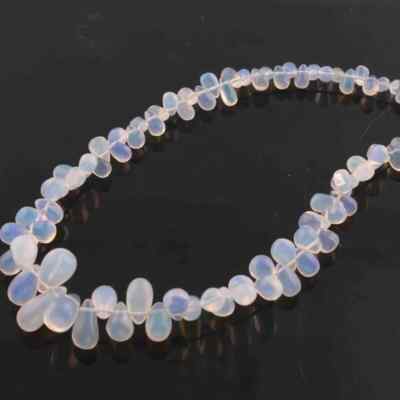 1 Strand Natural Ethiopian Opal Briolette, Tear Drop Shape Smooth Fire Flash Bea