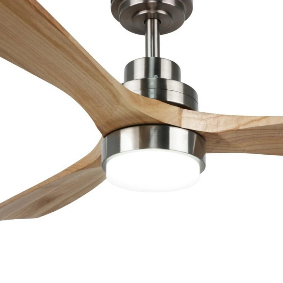 Lampadario Ventilatore da soffitto Nickel Wood 18W illuminazione Led regolabile - Immagine 3 di 4