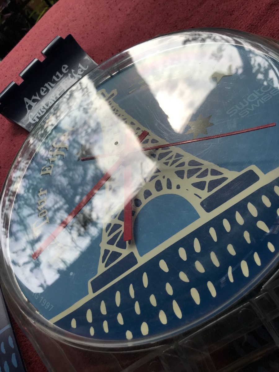 Wanduhr Paris Mit Eiffelturm – 27 Cm, Runde Dekouhr, Holz & MDF, Quarzuhrwerk (Batterie Nicht Inkl.)