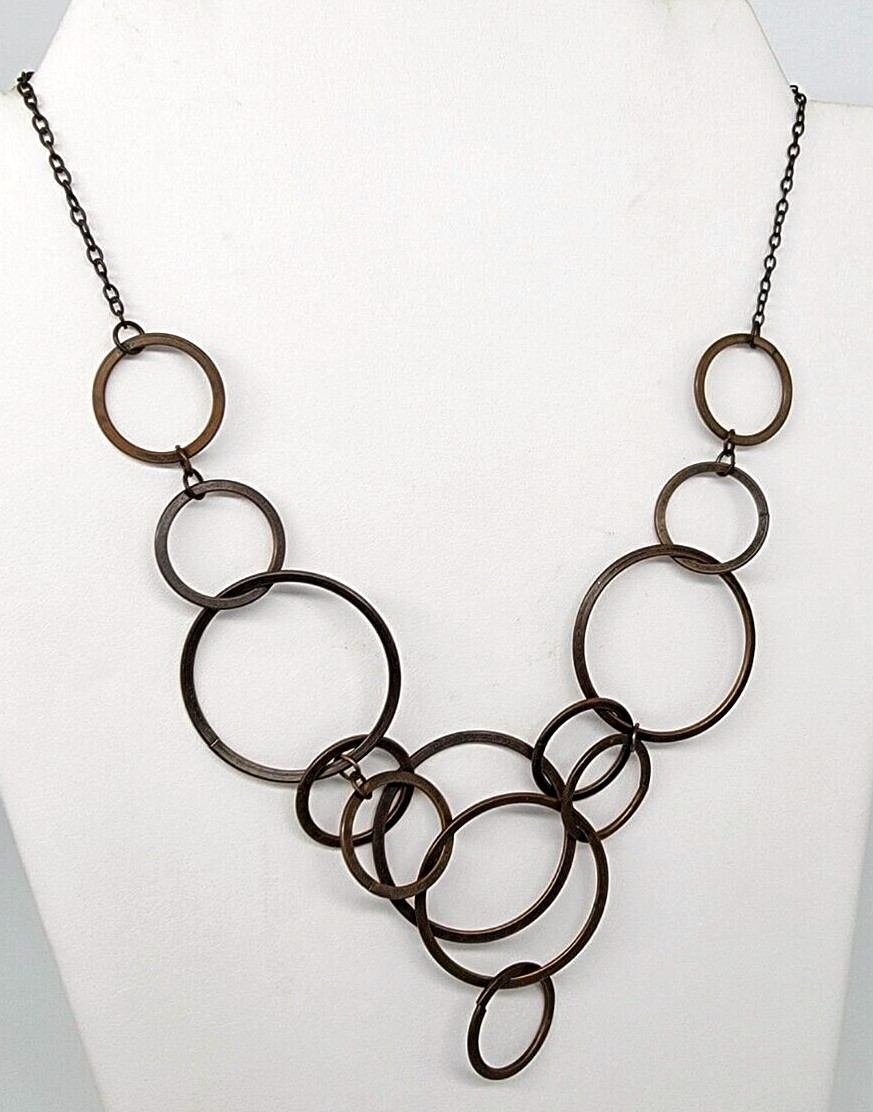 Circle Design Chain Necklace  Interlocking Brass … - image 3