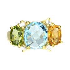 925 Sterling Silver Ring Oval Topaz Citrine Natural Gemstone Jewelry Size 6