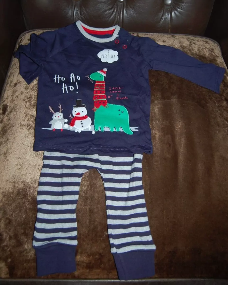 George Christmas Pyjamas 2 Piece Set Navy Mix 3 6 Months BNWT