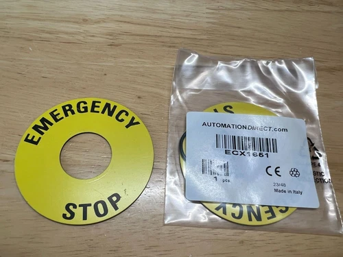 Automation Direct ECX1651 EMERGENCY STOP Oversized Legend Plate New