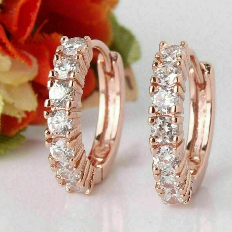 2.00 CT Rundschliff Künstlicher Diamant Huggie Creolen 14K Rose Vergoldet - Bild 2 von 4