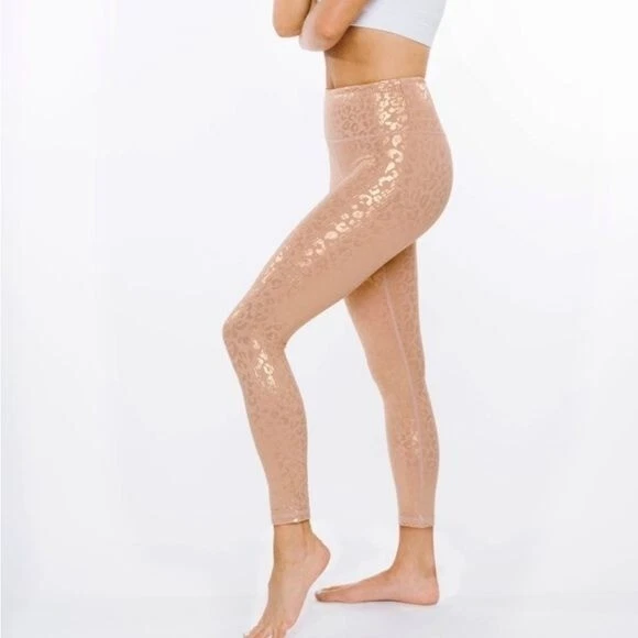 Zyia Active Gold Leopard Light N Tight Hi Rise 7 8 24