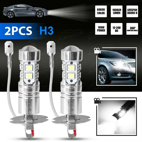 H3 Led Fog Light Bulb 80W CSP Bright 6500K Xenon White Daytime Running Light DRL - Picture 2 of 12