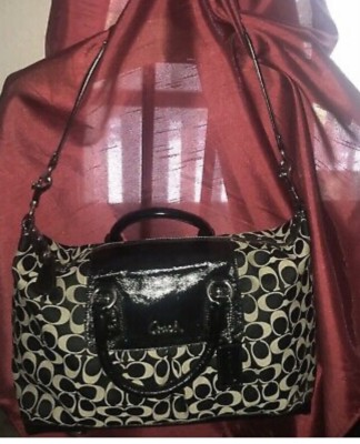 Coach Ashley Signature Sateen Large Satchel Handbag Shoulder Bag