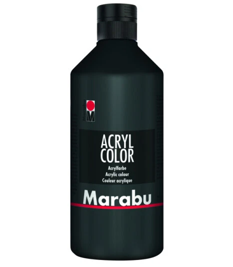 MARABU Acryl Farbe Color schwarz wasserfest deckend lichtecht 500ml neu