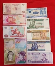  LOT 10 DIFFERENT WORLD PAPER MONEY BANKNOTES CURRENCY  UNC  FREE SHipping 
