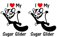 I Love My Sugar Glider 2 BLACK Vinyl decals car laptop Mirror window Adorable!