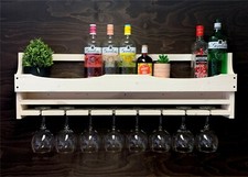 Wine Rack Gin Shelf Bottle & 8 Gin Glass Holder Home Bar Shabby Chic (8GSC)EL