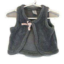 Carters Girls Gray Pink Fleece Open Front Vest Size 12 months