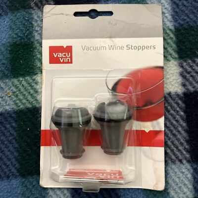 Vacu Vin Wine Stoppers Vacuum Saver Corks 2 Pack NEW!