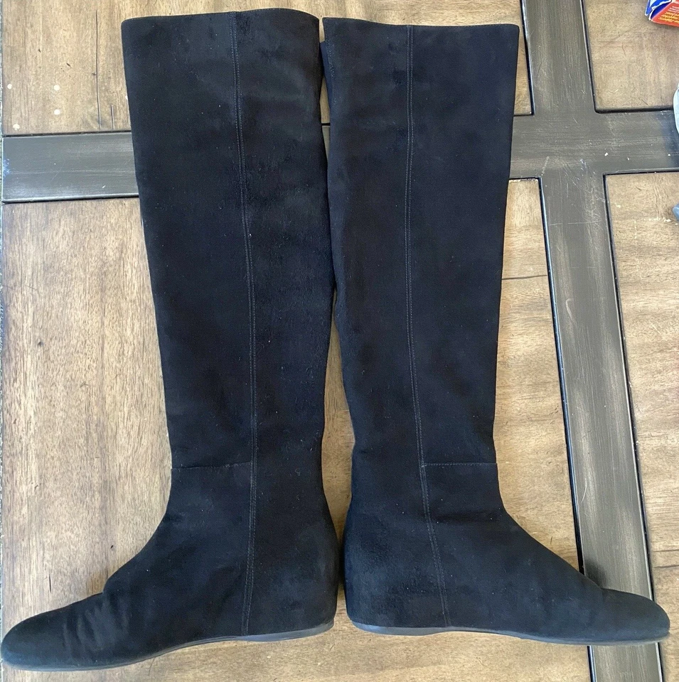 Stuart Weitzman Over the Knee Side Zip Black Suede 22" Boots | US6M - Image 3 of 4